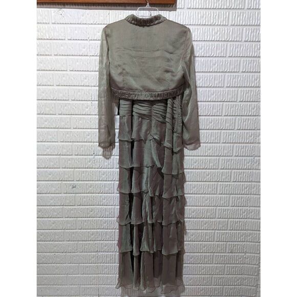 Ignite Evenings by Carol Lin Womens Iridescent Green Sequin Gown & Jacket 8 NWT - Picture 6 of 12